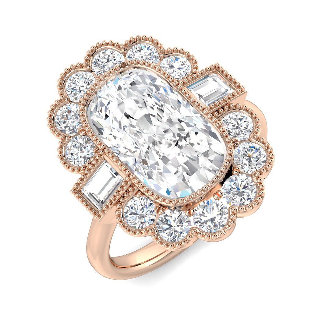 Vintage Lab-Grown Diamond Ring 1.36ct–4.22ct – SR6956 – 18k Rose Gold