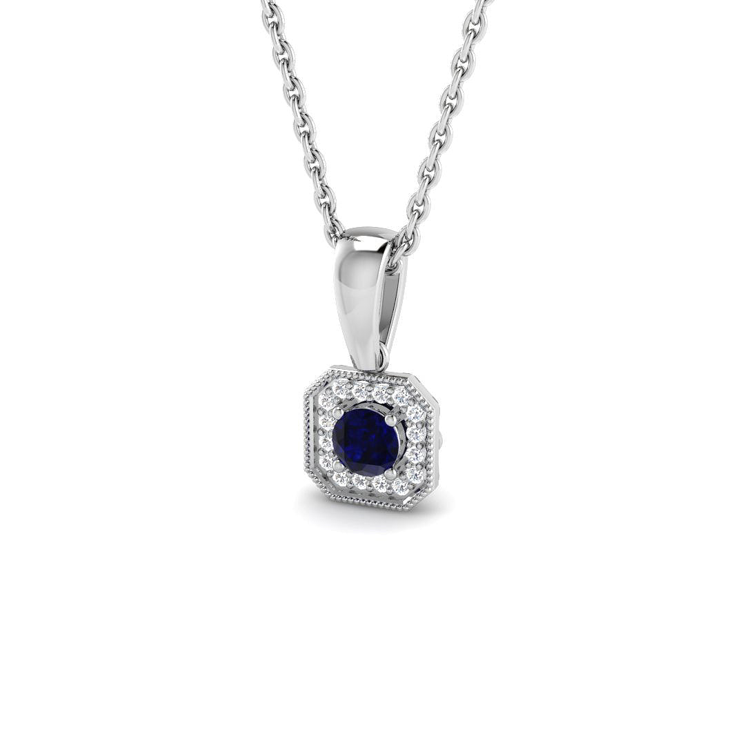 Blue Sapphire Diamond Ring 0.16ct – SP7079~BS – 18k White Gold