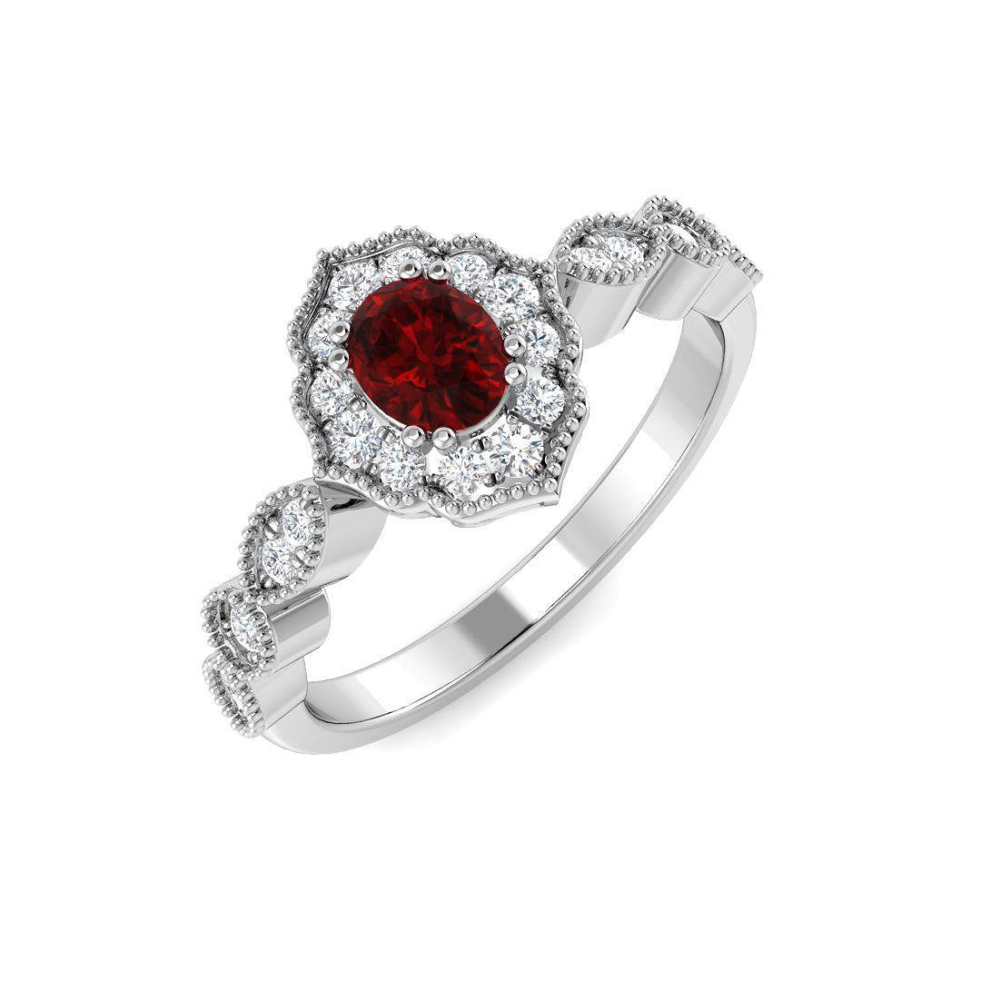 Ruby Diamond Ring 0.66ct – SR7491~RY – 18k White Gold