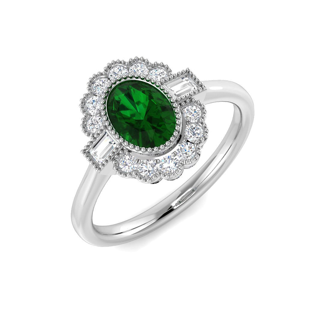 Vintage Diamond Ring 0.9ct–1.13ct – SR7464~EM – 18k White Gold