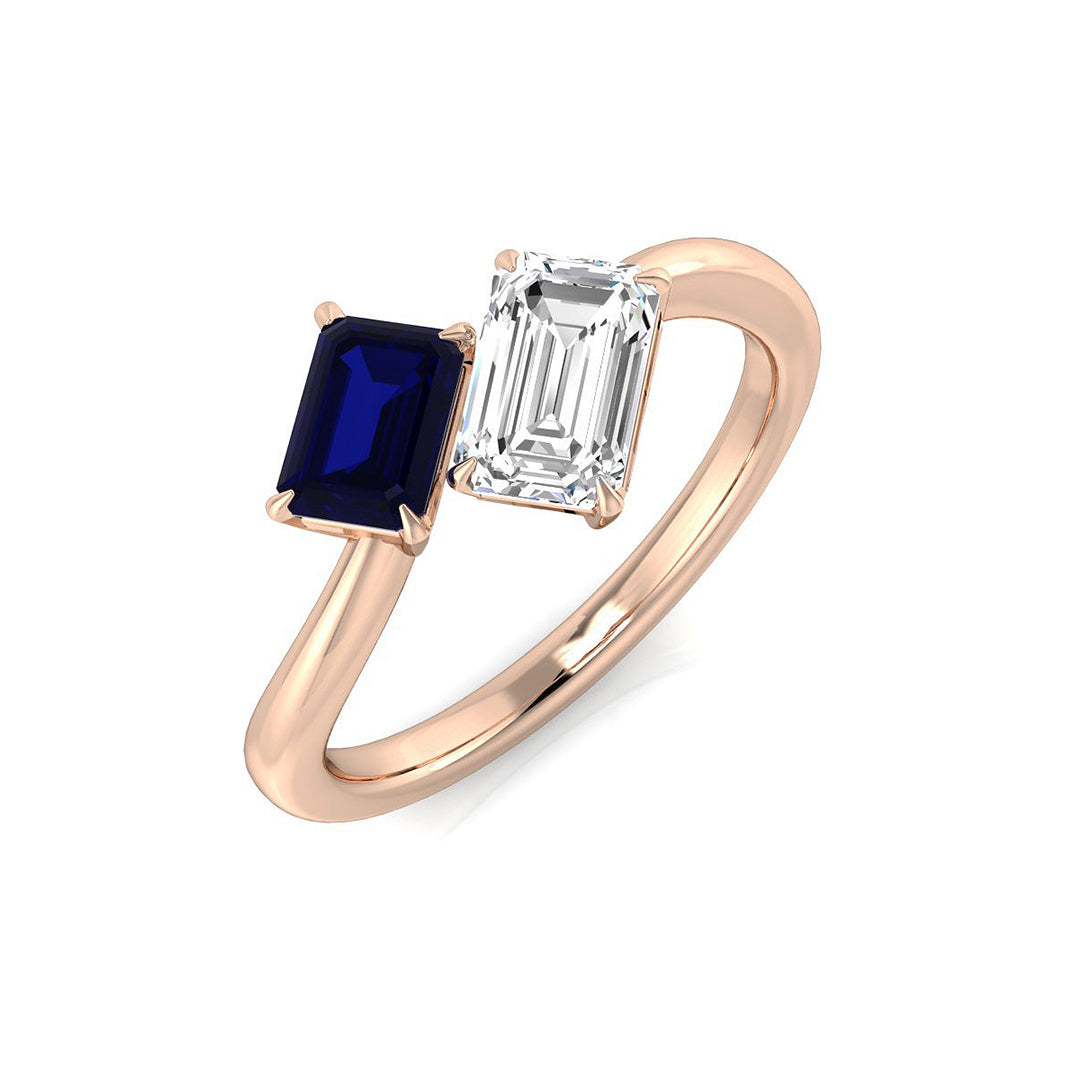 Blue Sapphire Diamond Ring 0.99ct – SR2053~BS – 18k Rose Gold