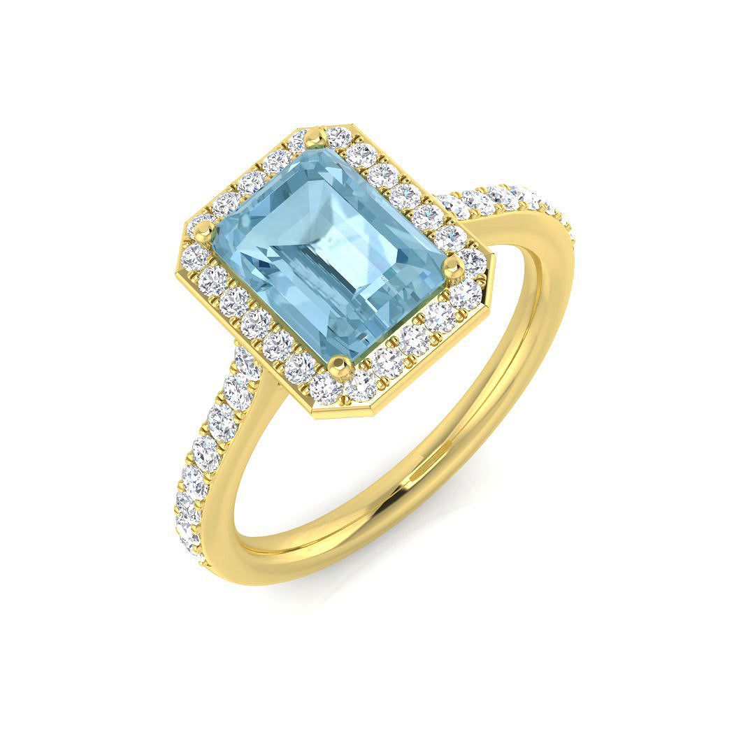 Aquamarine Diamond Ring 1.87ct – SL7454~AQ – 18k Yellow Gold