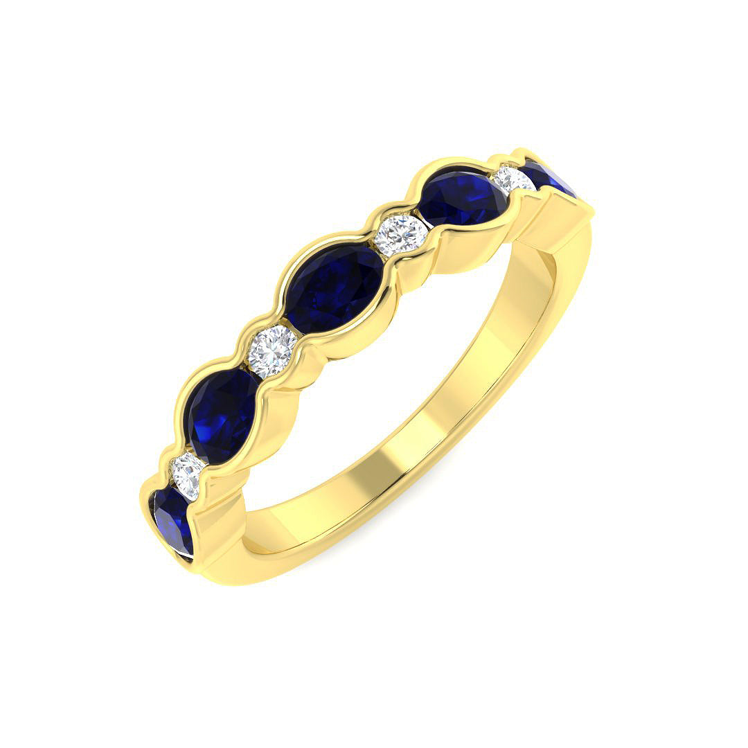 Blue Sapphire Diamond Ring 1.04ct – SR7374~BS – 18k Yellow Gold