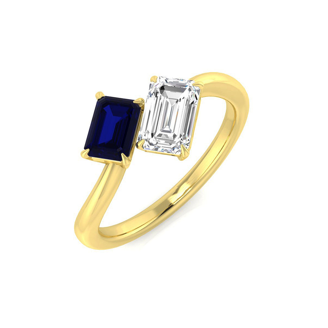 Blue Sapphire Diamond Ring 0.99ct – SR2053~BS – 18k Yellow Gold