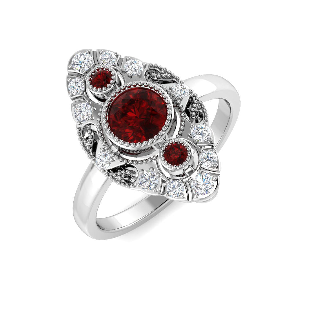 Ruby Diamond Ring 0.84ct – SR7629~RY – 18k White Gold