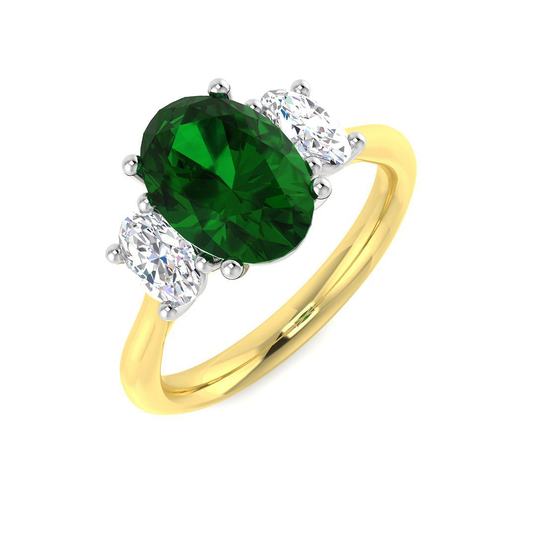 Emerald Lab-Grown Diamond Ring 2.42ct – SR635~COEM – 18k Yellow Gold