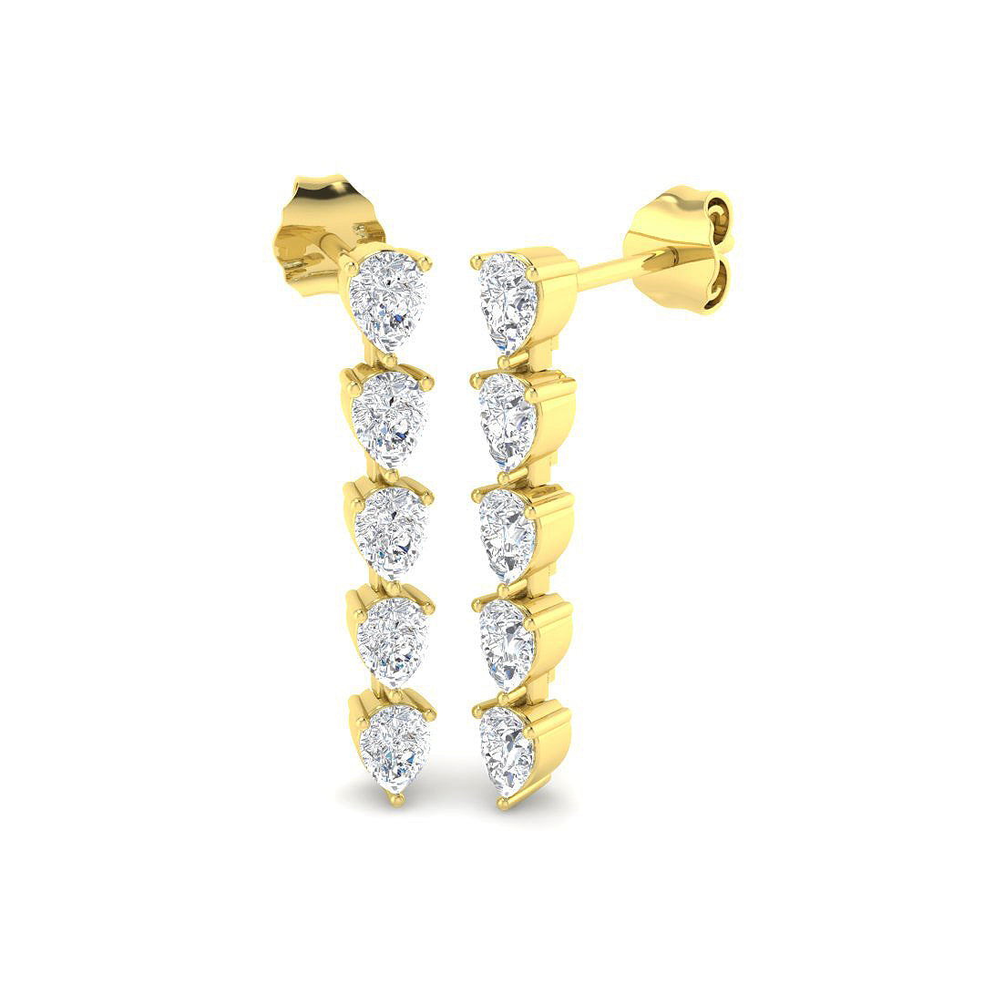 Drop & Trilogy Diamond Ring 1.42ct – SE7179A – 18k Yellow Gold