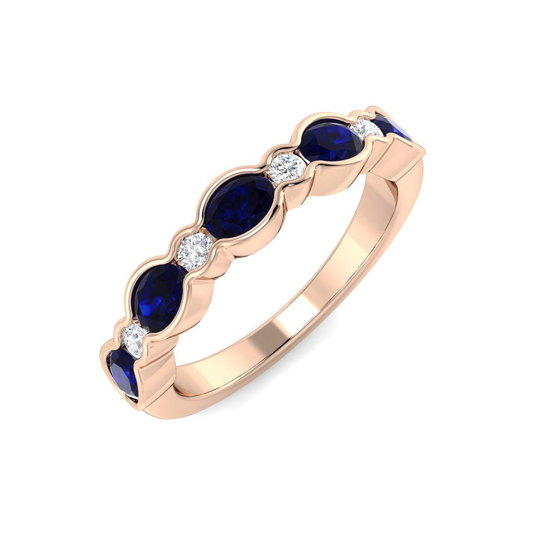 Blue Sapphire Diamond Ring 1.04ct – SR7374~BS – 18k Rose Gold