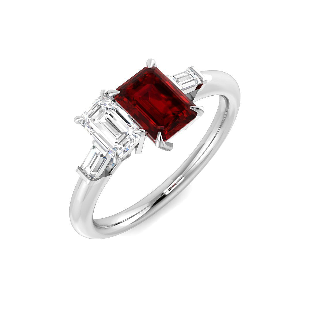 Ruby Diamond Ring 1.4ct – SR1900~RY – 18k White Gold