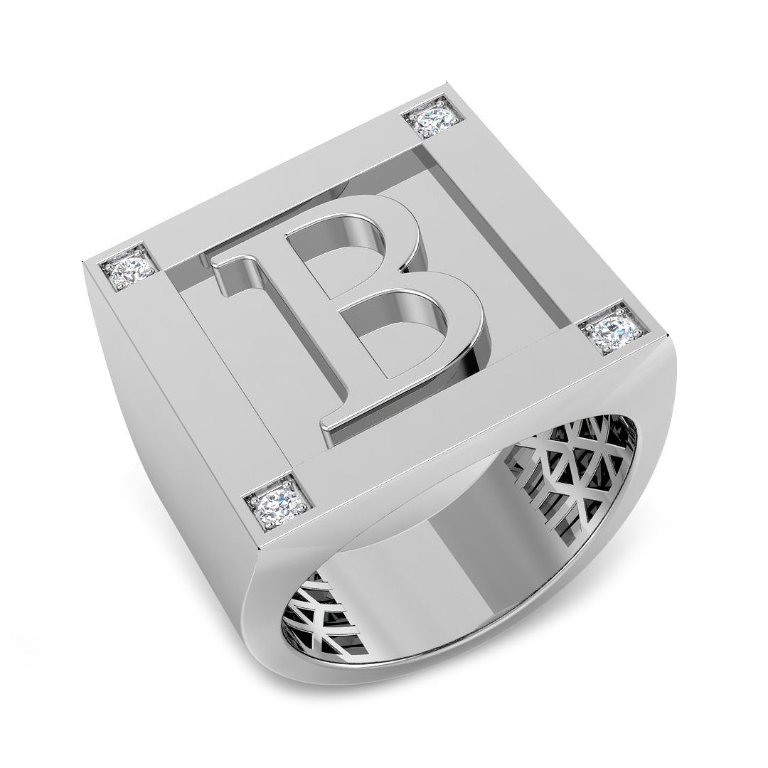 Initials Diamond Ring 0.13ct – SR7736 – 18k White Gold