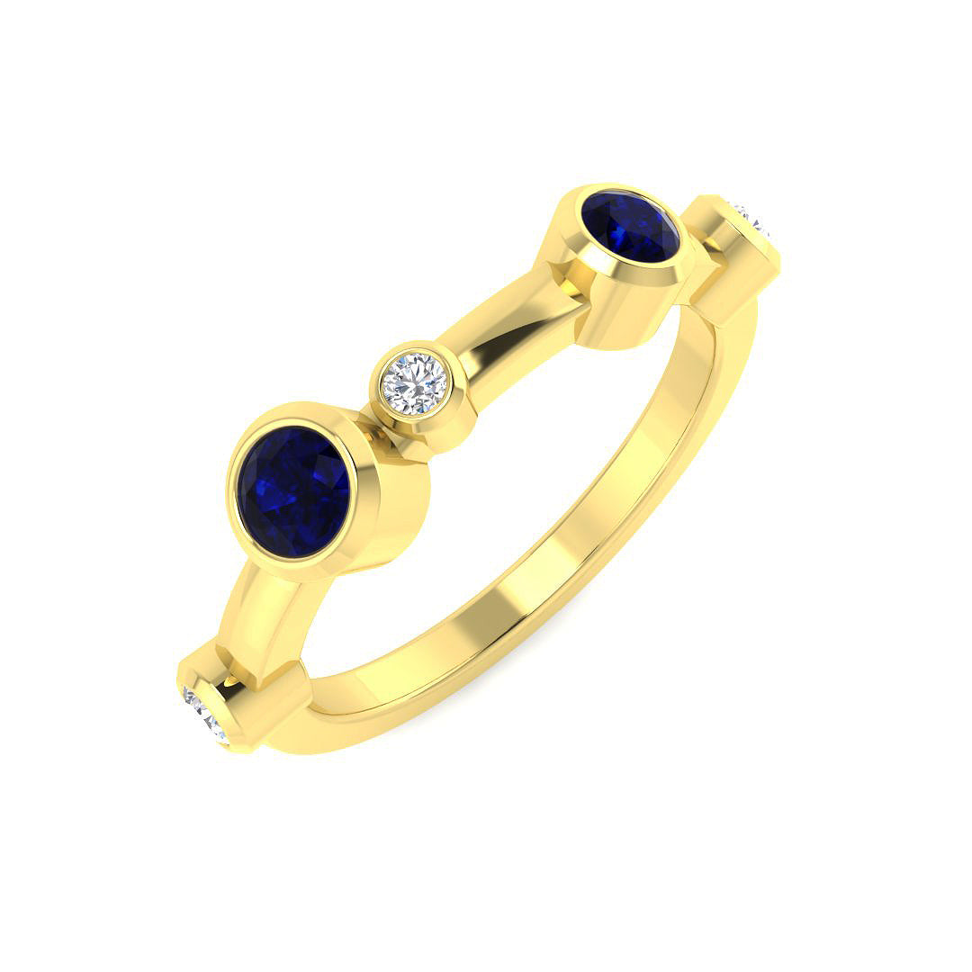 Blue Sapphire Diamond Ring 0.45ct–0.51ct – SR1465~BS – 18k Yellow Gold
