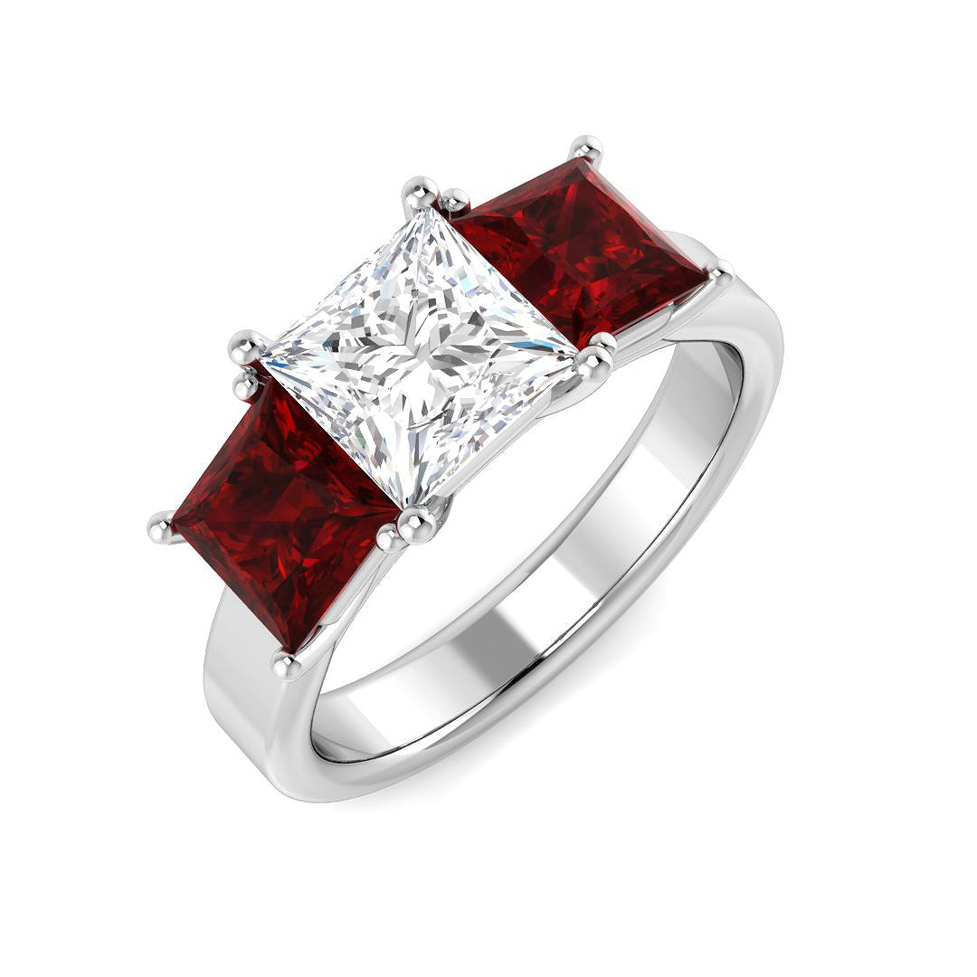 Three Stone Lab-Grown Diamond Ring 4.32ct – SR6653 – 18k White Gold