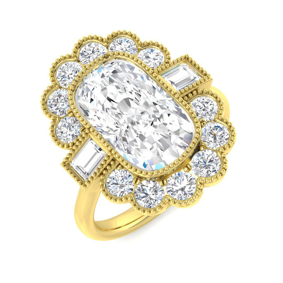 Vintage Lab-Grown Diamond Ring 1.36ct–4.22ct – SR6956 – 18k Yellow Gold