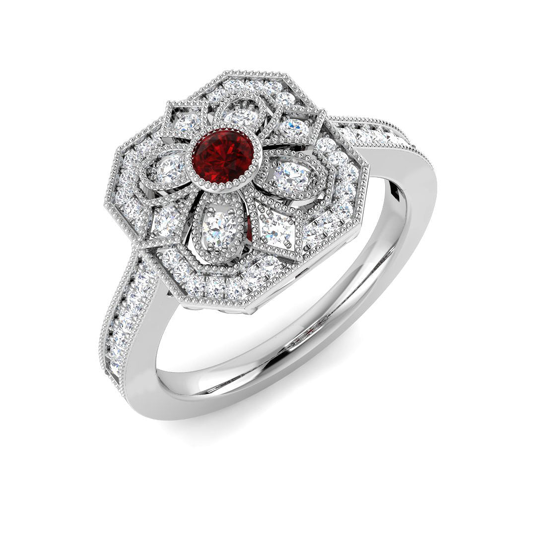 Ruby Diamond Ring 0.52ct – SL9526~RY – 18k White Gold