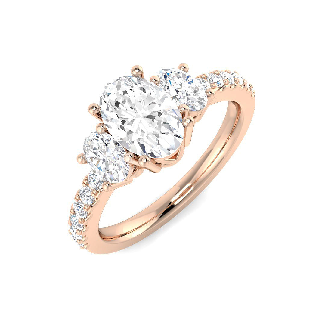 Three Stone Lab-Grown Diamond Ring 1.35ct–2.93ct – SR6338 – 18k Rose Gold
