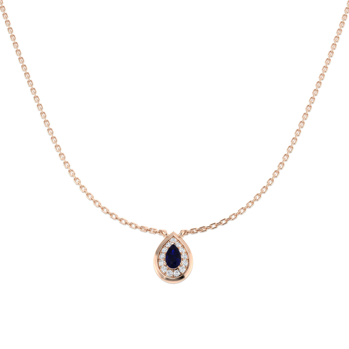 Blue Sapphire Diamond Ring 0.42ct – SN2143~BS – 18k Rose Gold