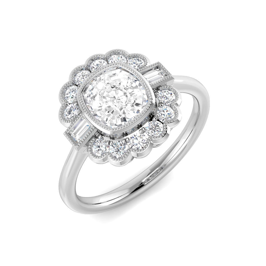 Vintage Lab-Grown Diamond Ring 1.36ct–4.22ct – SR6956 – 18k White Gold