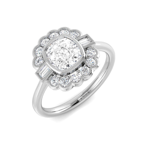Vintage Lab-Grown Diamond Ring 1.36ct–4.22ct – SR6956 – 18k White Gold