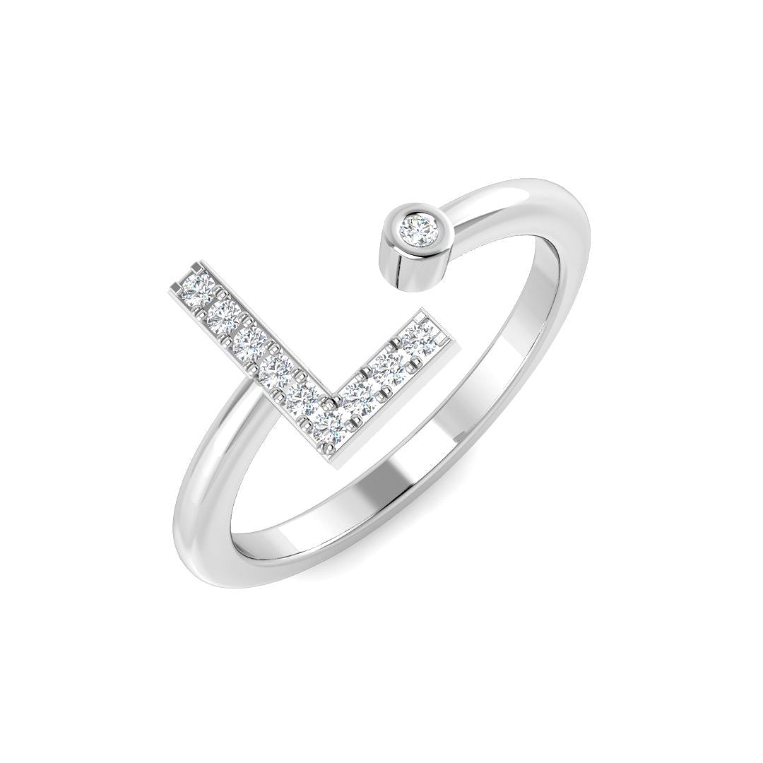 Initials Diamond Ring 0.1ct – SR6355 – 18k White Gold