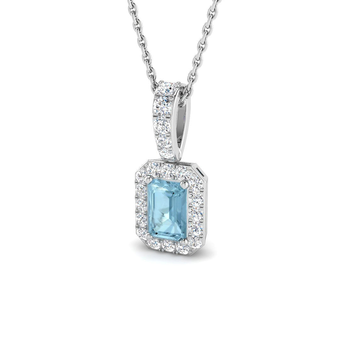 Aquamarine Diamond Ring 0.94ct – SP3767~AQ – 18k White Gold