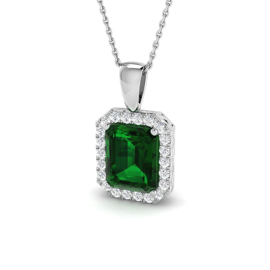 Emerald Diamond Ring 2.45ct–4.77ct – SP3922~EM – 18k White Gold