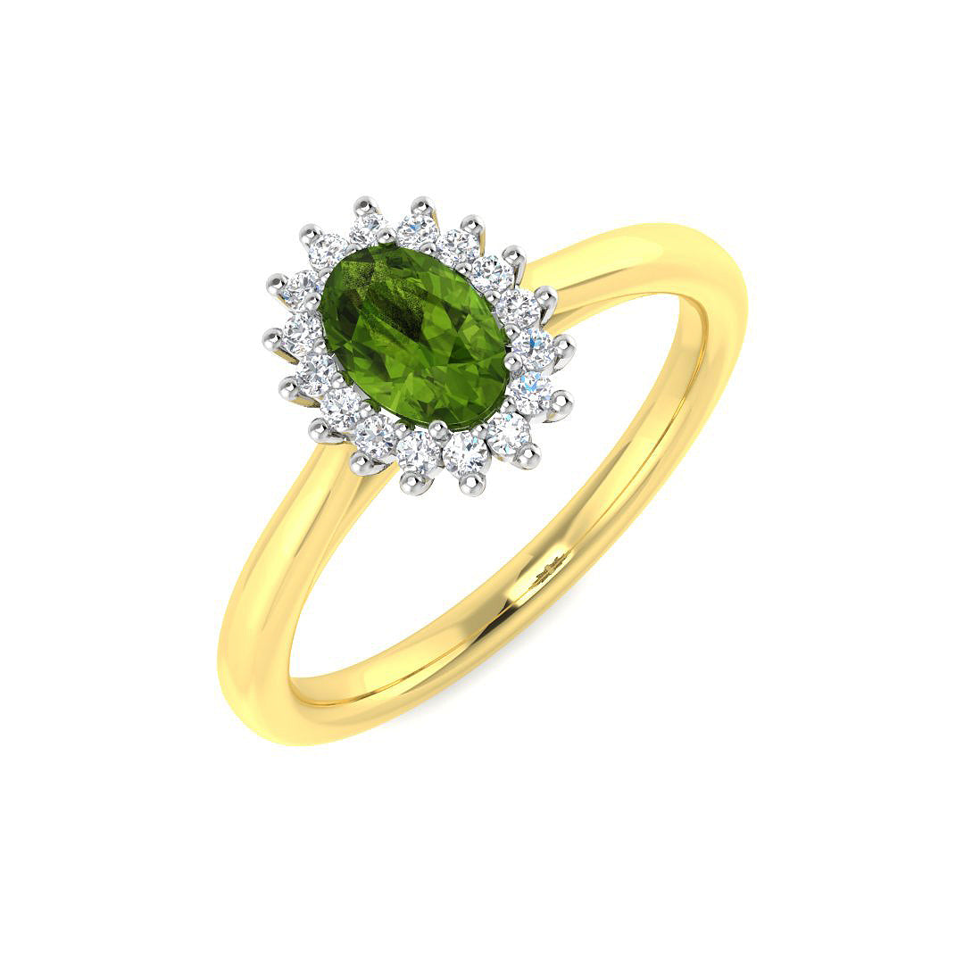 Peridot Diamond Ring 0.58ct – SR1351~PD – 18k Yellow Gold