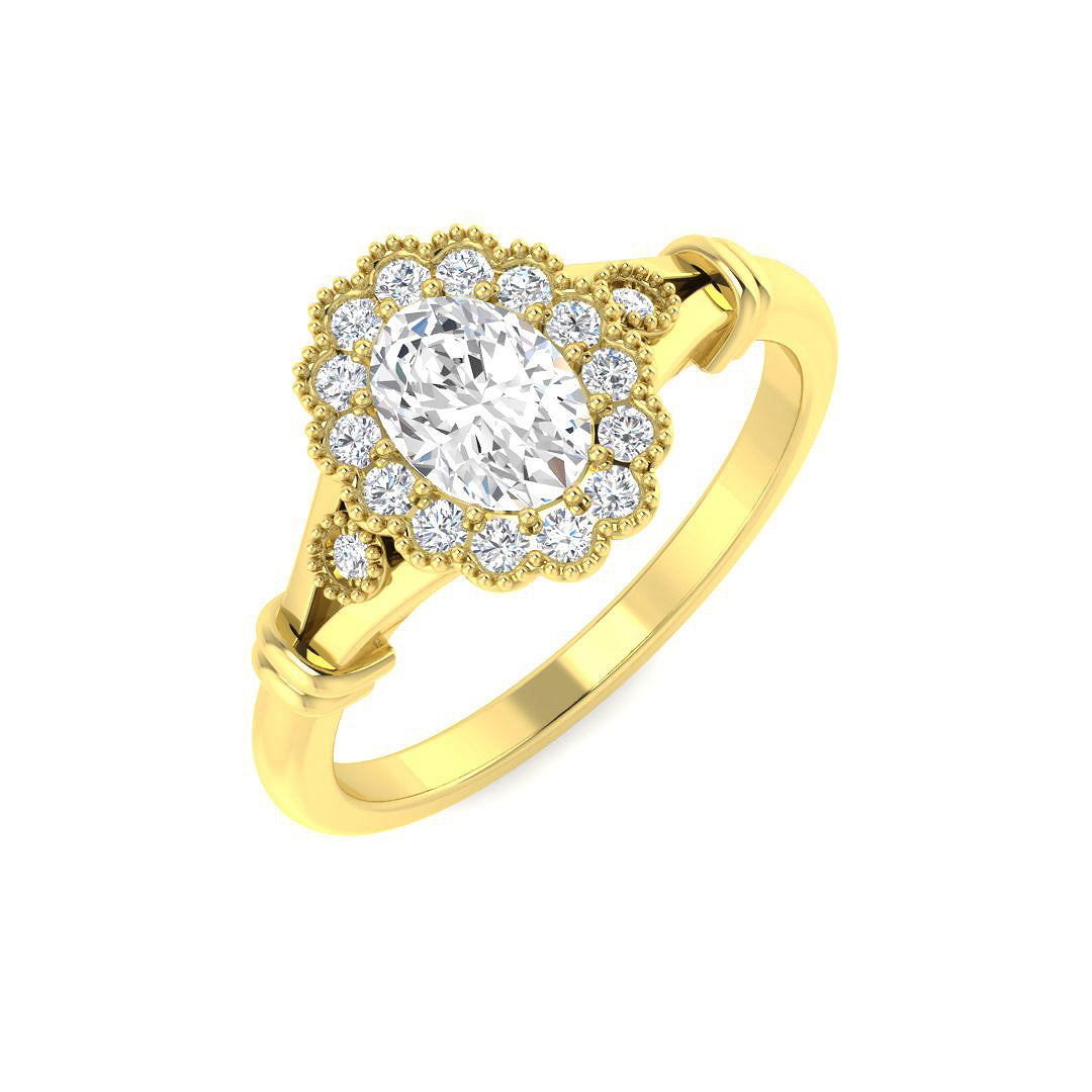 Halo Diamond Ring 0.9ct – SR7760 – 9k Yellow Gold