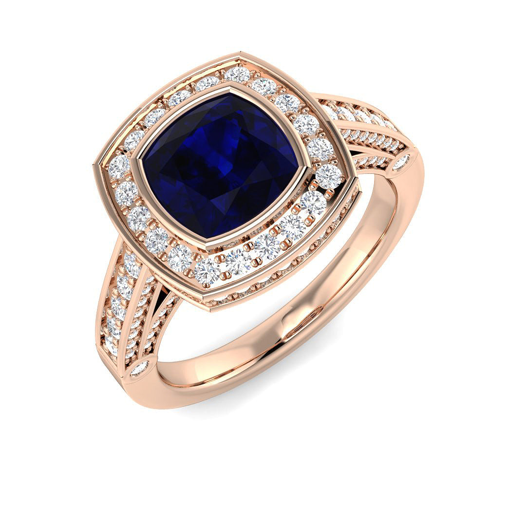 Blue Sapphire Diamond Ring 2.34ct – BJR0329~BS – 18k Rose Gold