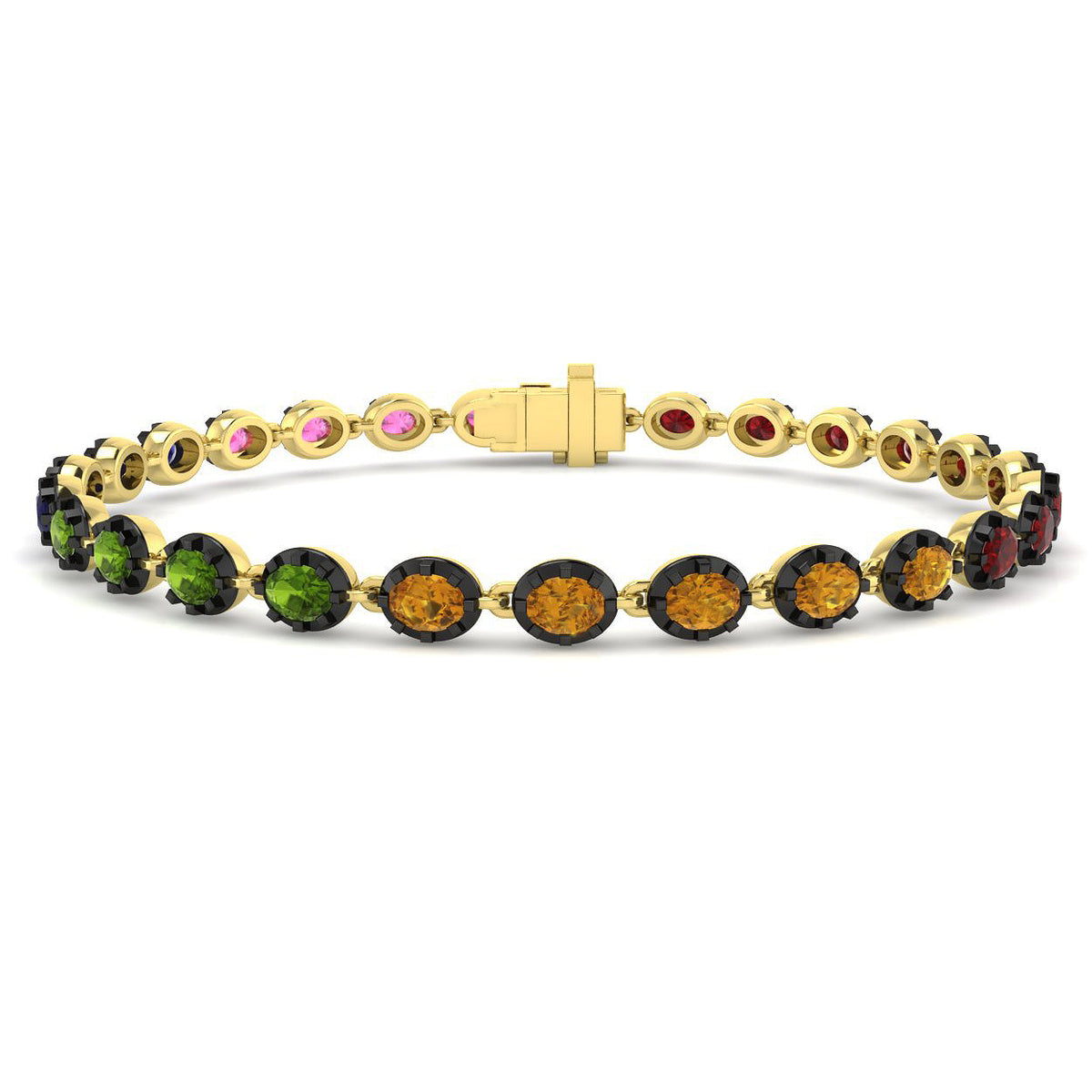 Multi Sapphire Diamond Ring 5.93ct – SB3102~MS – 18k Yellow Gold