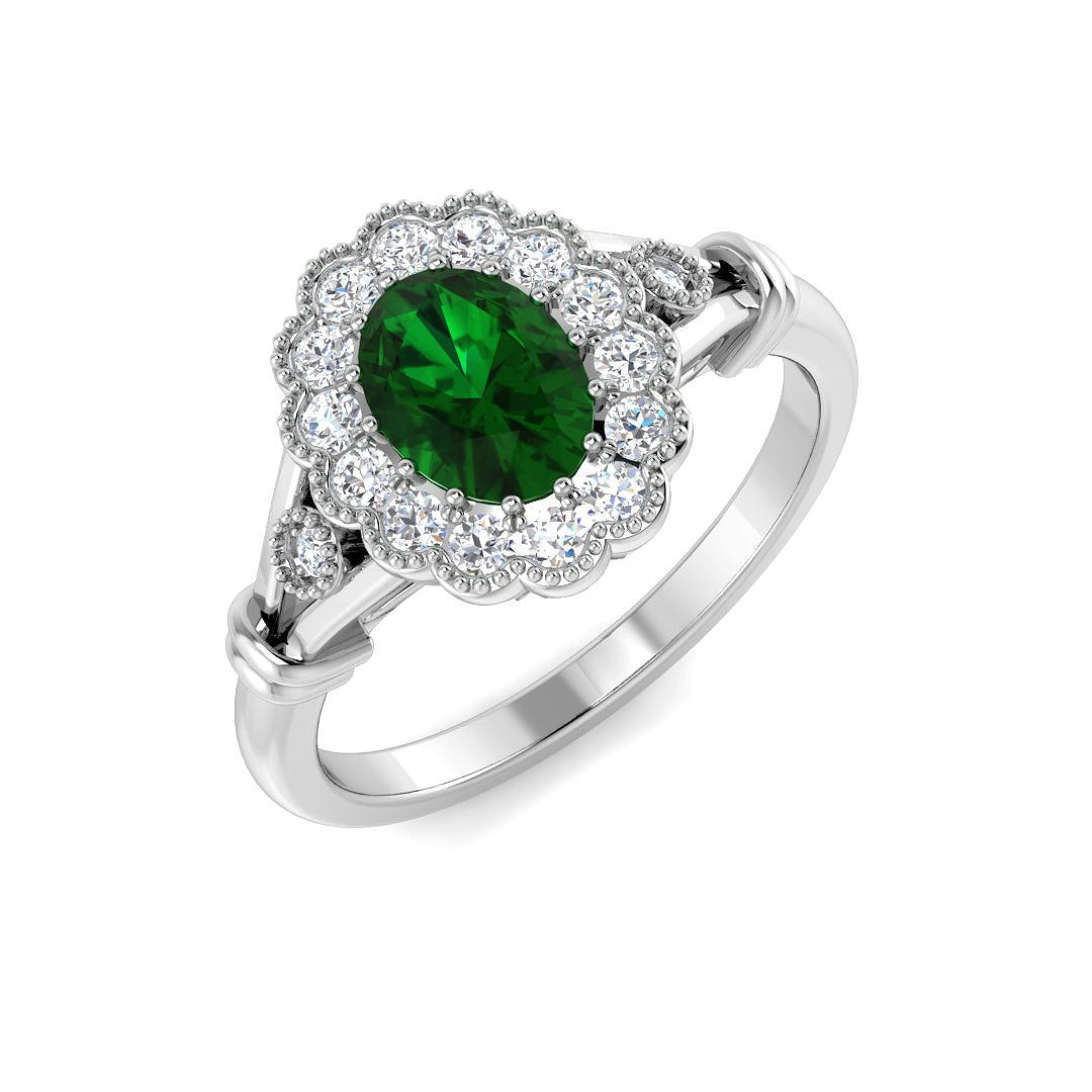 Vintage Diamond Ring 0.84ct–1.03ct – SR7462~EM – 18k White Gold