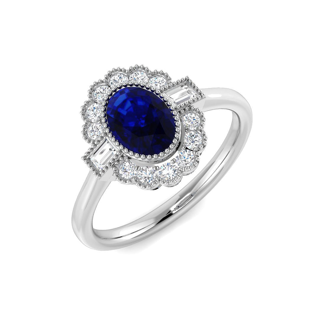 Vintage Diamond Ring 1.02ct–1.33ct – SR7464~BS – 18k White Gold