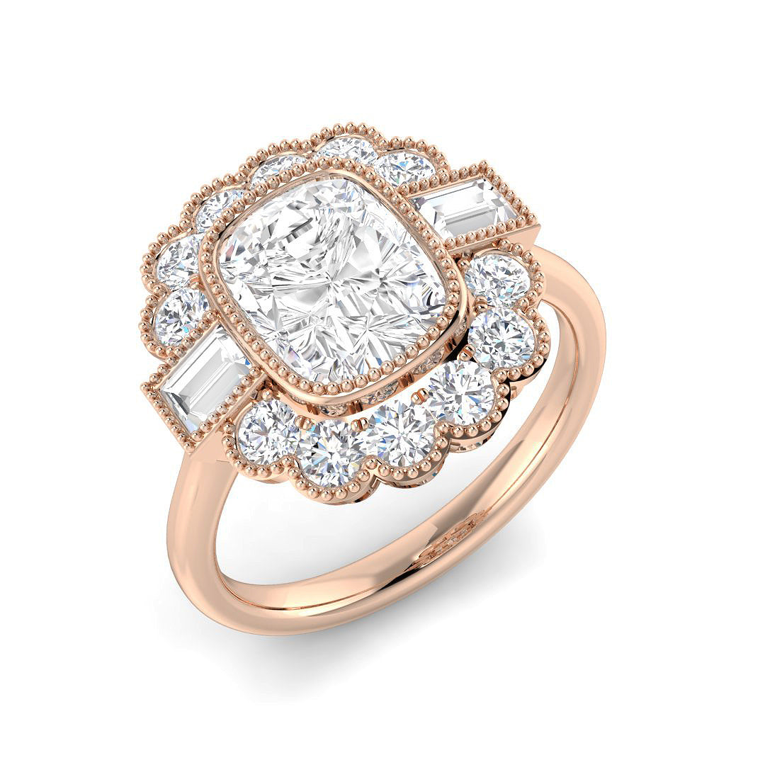 Vintage Lab-Grown Diamond Ring 1.36ct–4.22ct – SR6956 – 18k Rose Gold